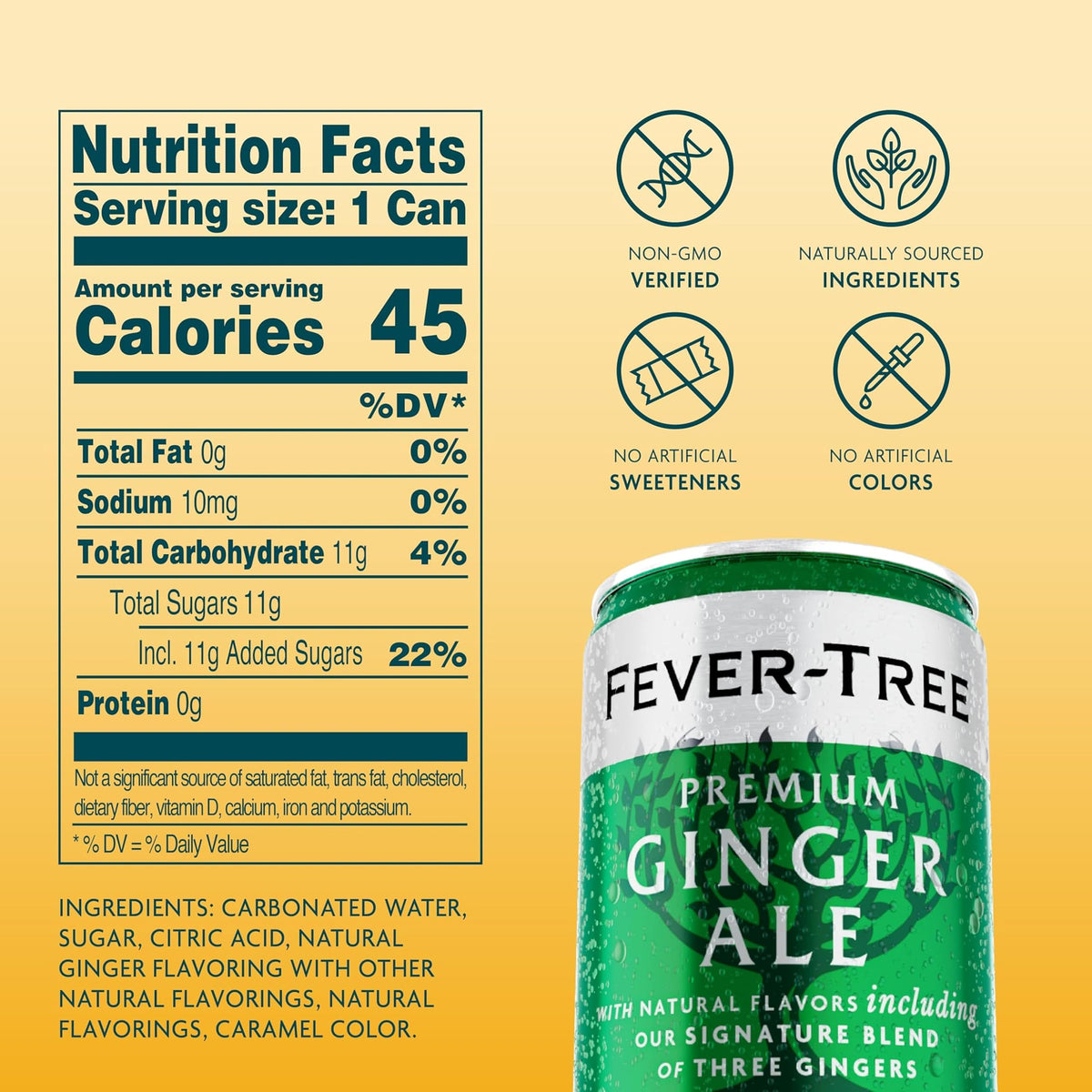 Fever-Tree Ginger Ale bottle on ice, ready to refresh with a clean finish.