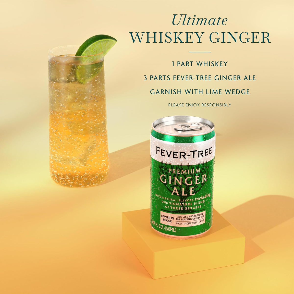 Fever-Tree Ginger Ale highlights origins from Cochin, Ivory Coast, and Nigeria.