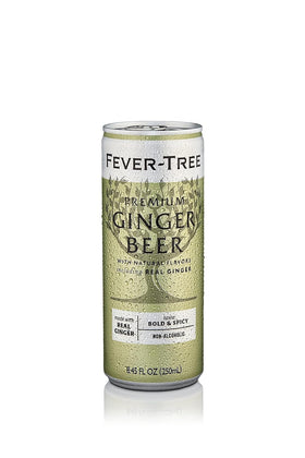 Fever-Tree Ginger Beer bottle being poured, showcasing bold ginger flavor ideal for cocktails.