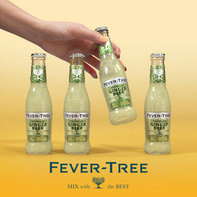 Fever-Tree Ginger Beer in a glass, offering a crisp, aromatic finish for cocktails.