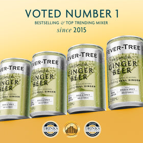 Fever-Tree Ginger Beer in a glass with a cocktail, showcasing versatile mixer use.