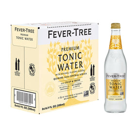 Fever-Tree Indian Tonic Water bottle label highlights premium ingredients.