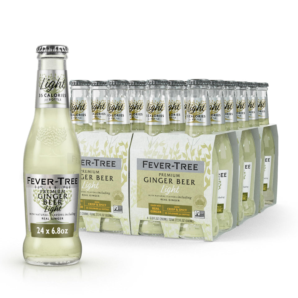 Fever-Tree Light Ginger Beer bottle showing bold ginger flavor and lower calories