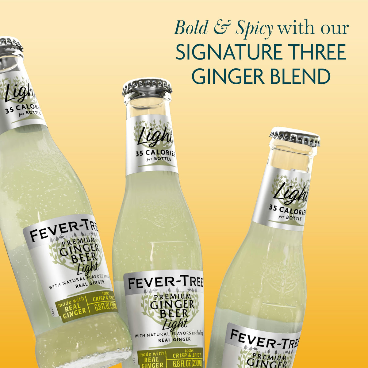 Fever-Tree Light Ginger Beer glass presentation with ice and inviting aroma