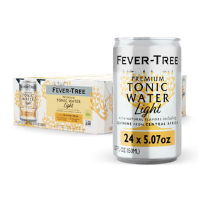 Fever-Tree Light Tonic Water bottle being poured for cocktails, crisp flavor notes.