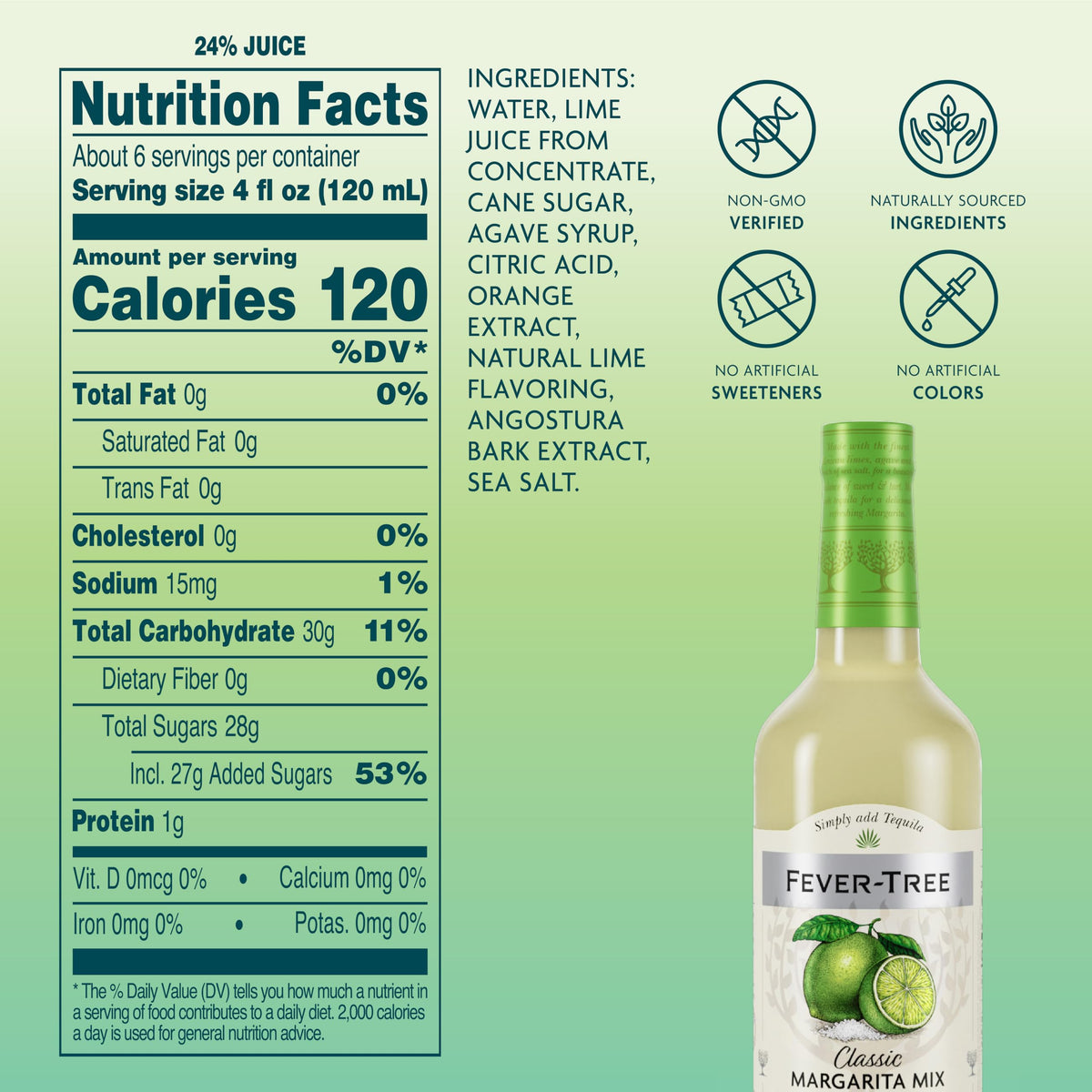 Fever-Tree Mix Margarita Classic pour showing lime balance for mocktails.