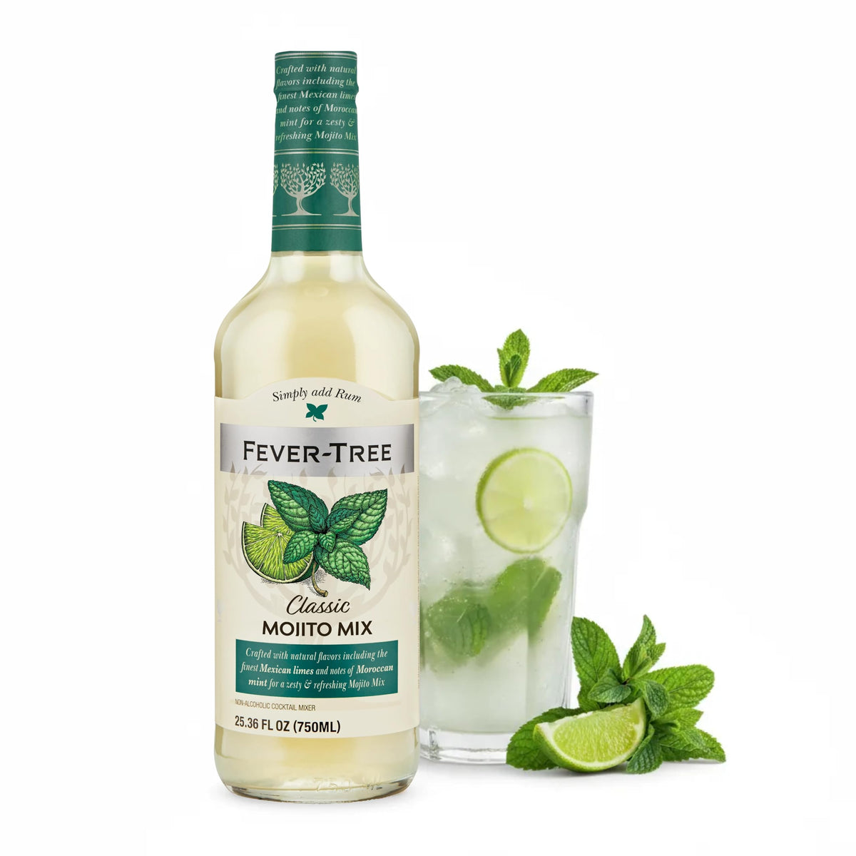 Fever-Tree Mojito Mix bottle pour for a refreshing cocktail base.