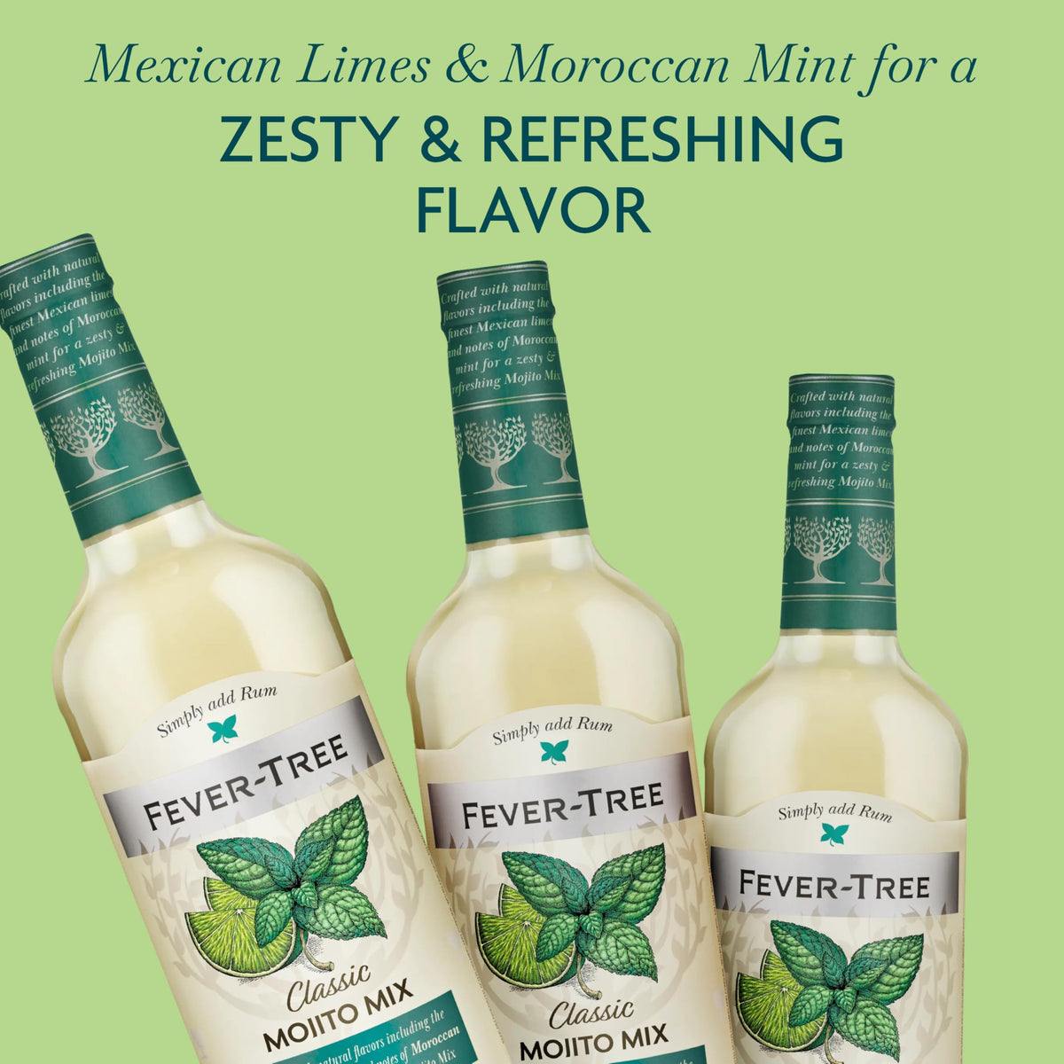 Rum being poured with Fever-Tree Mojito Mix for mojito.