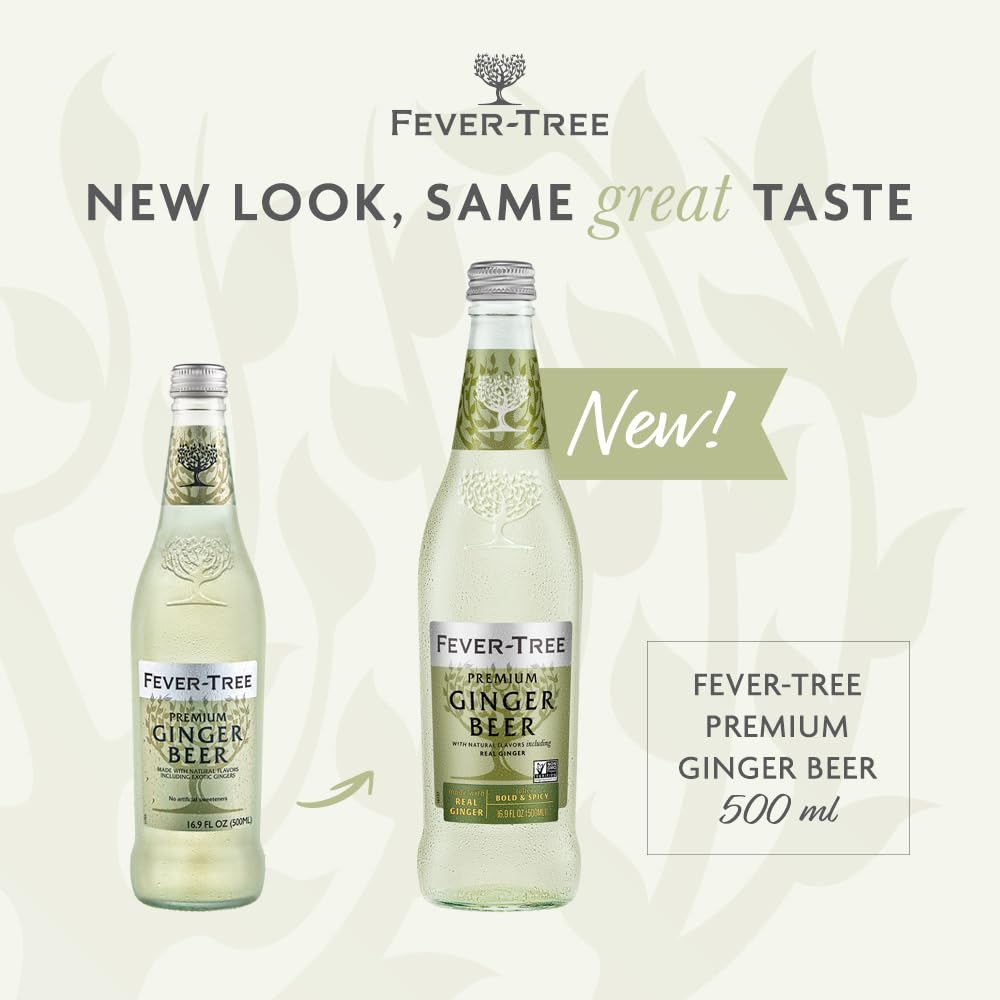 Fever-Tree Original Ginger Beer label closeup highlighting natural ingredients.