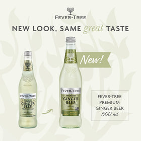 Fever-Tree Original Ginger Beer label closeup highlighting natural ingredients.