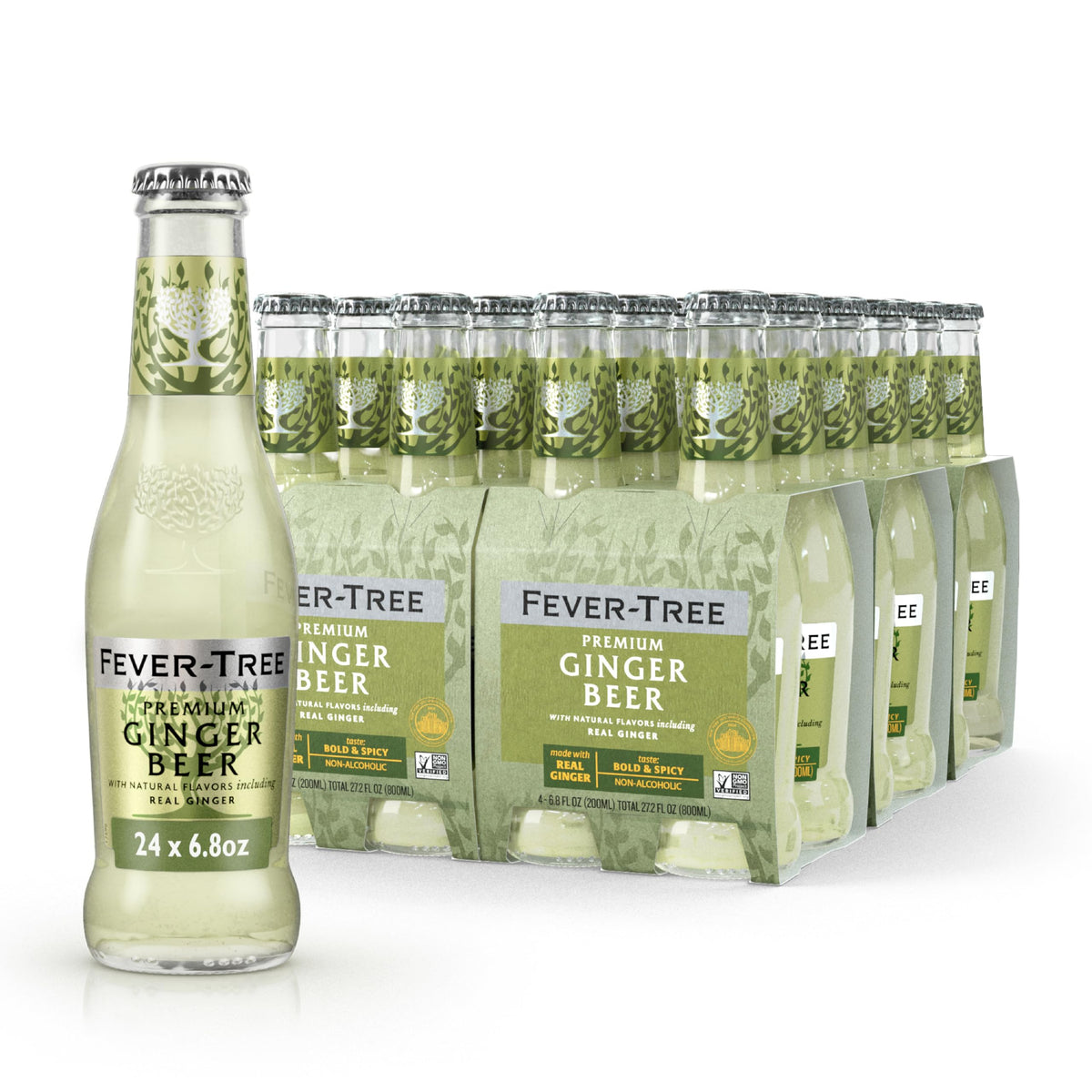Fever-Tree Premium Ginger Beer bottle with bold ginger flavor, ideal for mixing.