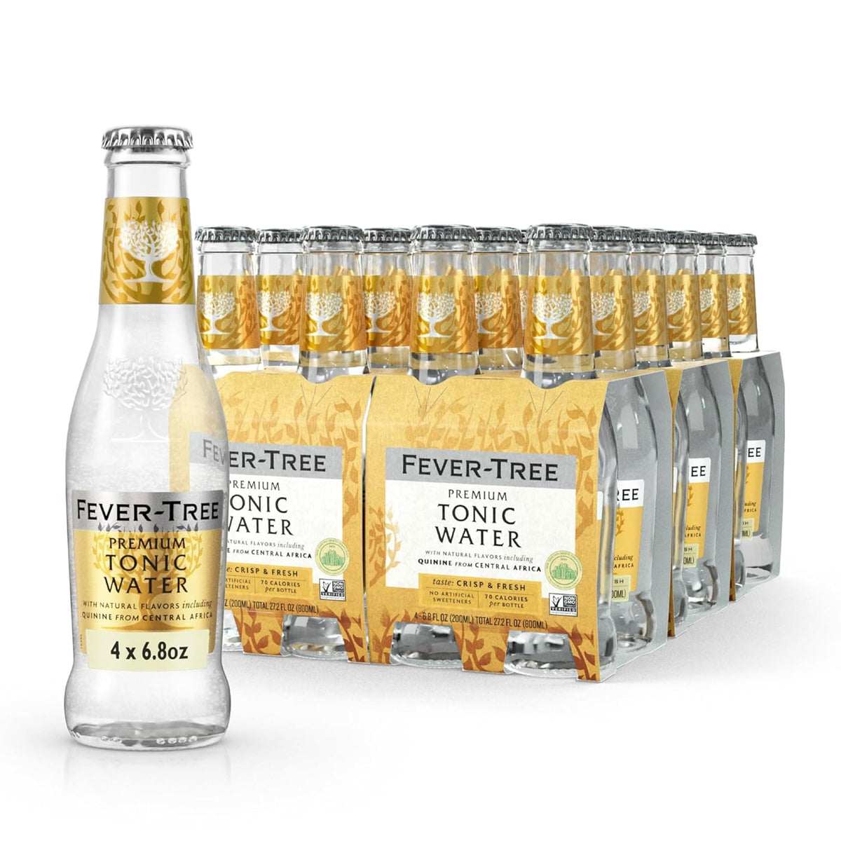 Fever-Tree Premium Indian Tonic bottle highlighting natural botanicals for a clean finish.