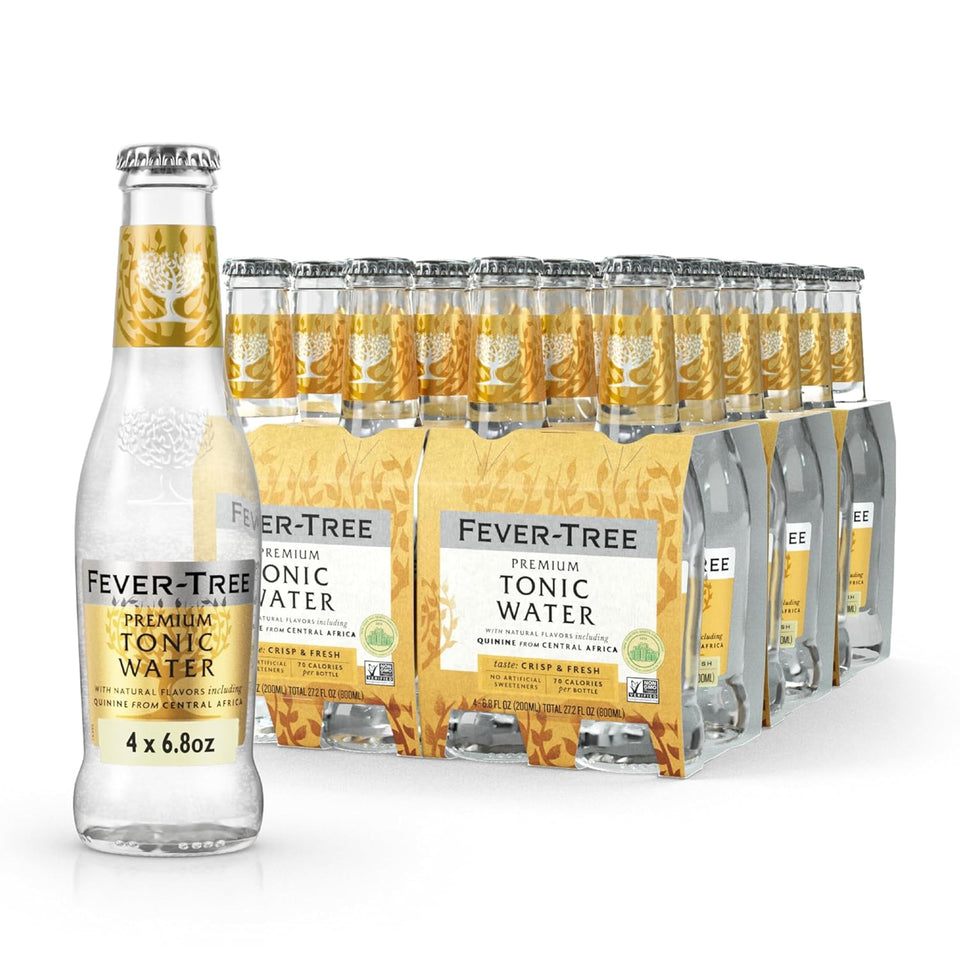Fever-Tree Premium Indian Tonic bottle highlighting natural botanicals for a clean finish.