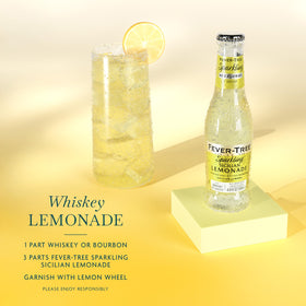 Fever-Tree Sicilian Lemonade label close-up emphasizing natural ingredients.