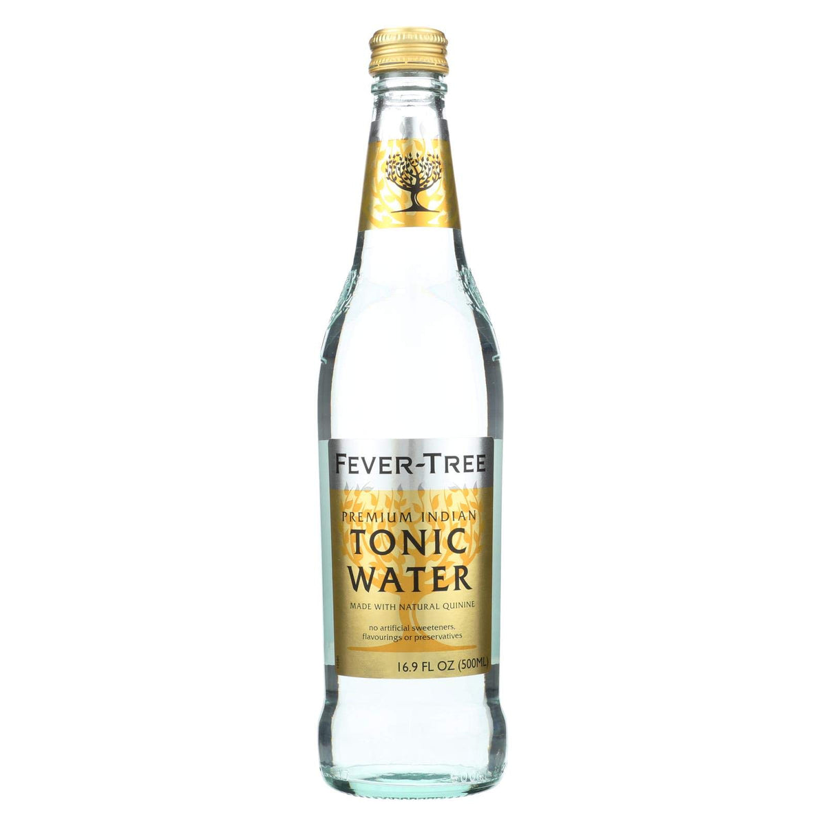 Fever-Tree Indian tonic water bottle ready for premium mixing at home.