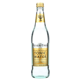 Fever-Tree Indian tonic water bottle ready for premium mixing at home.