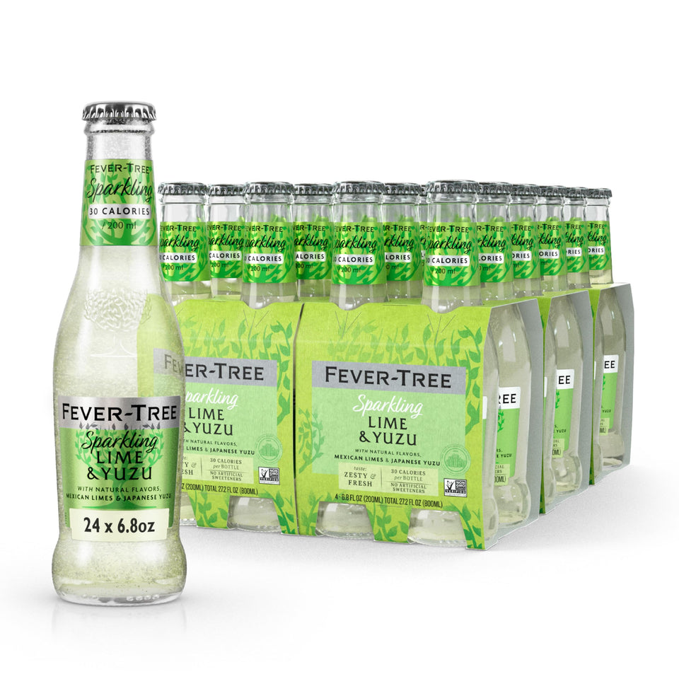 Fever-Tree Sparkling Lime & Yuzu bottle front view, ideal for premium cocktails.