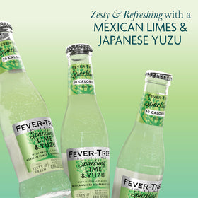 Boxed four-bottle Fever-Tree Lime & Yuzu set for home entertaining.