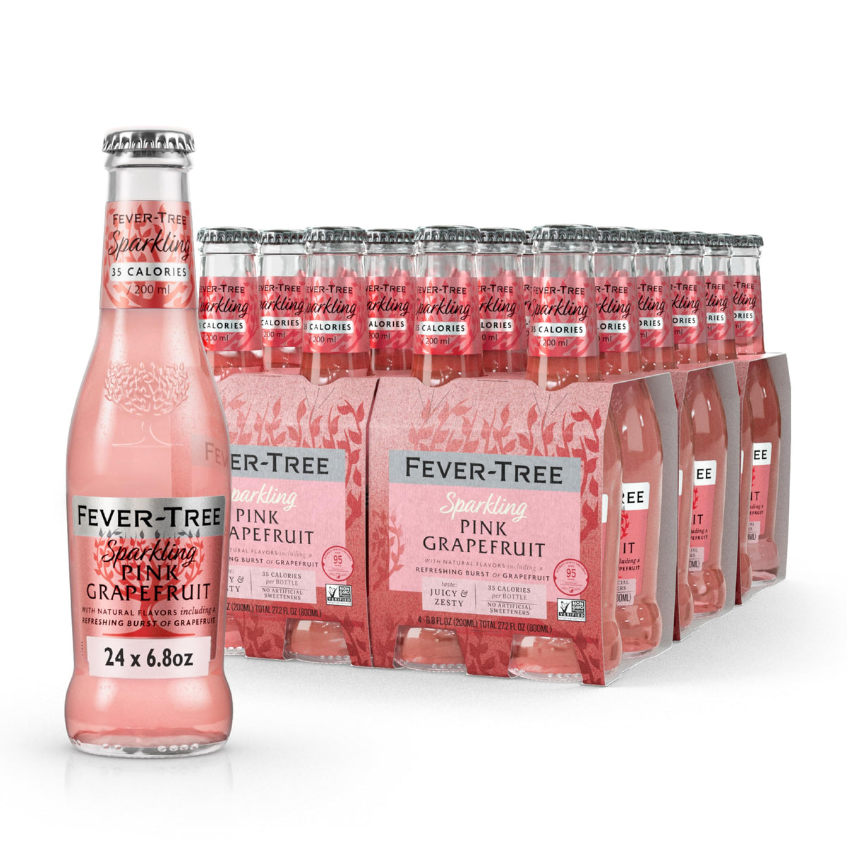 Fever-Tree Sparkling Pink Grapefruit bottle front, ideal for premium cocktails.