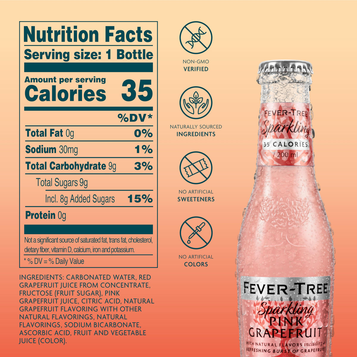 Fever-Tree Sparkling Pink Grapefruit bottle pour, perfect for spritz-style drinks.