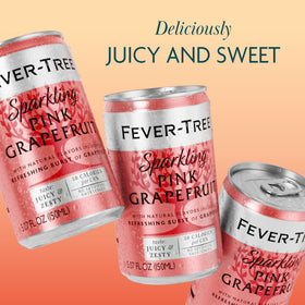 Fever-Tree Sparkling Pink Grapefruit bulk-pack highlights party-ready cans for home entertaining.