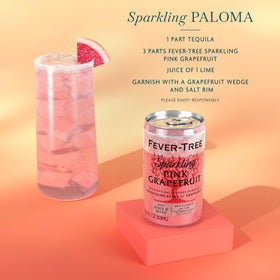 Fever-Tree Sparkling Pink Grapefruit ingredients close-up emphasizes natural sourcing and non-GMO quality.