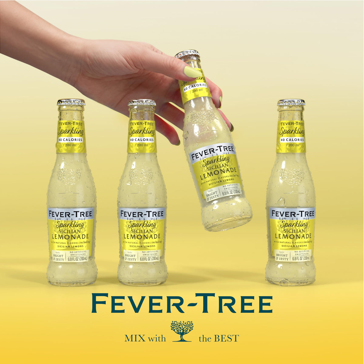 Fever-Tree Sparkling Sicilian Lemonade cocktail garnished glass conveys refreshing versatility.