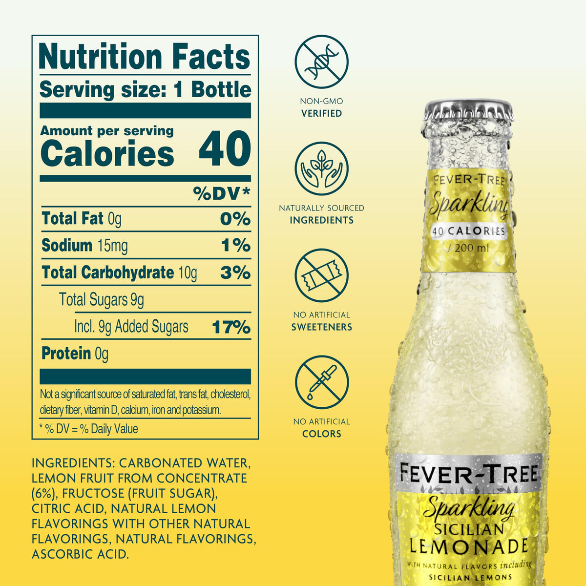 Fever-Tree Sparkling Sicilian Lemonade pour showcases silky finish ideal for cocktails.
