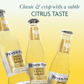 Fever-Tree tonic bubbles close-up emphasizing high carbonation and sparkle.