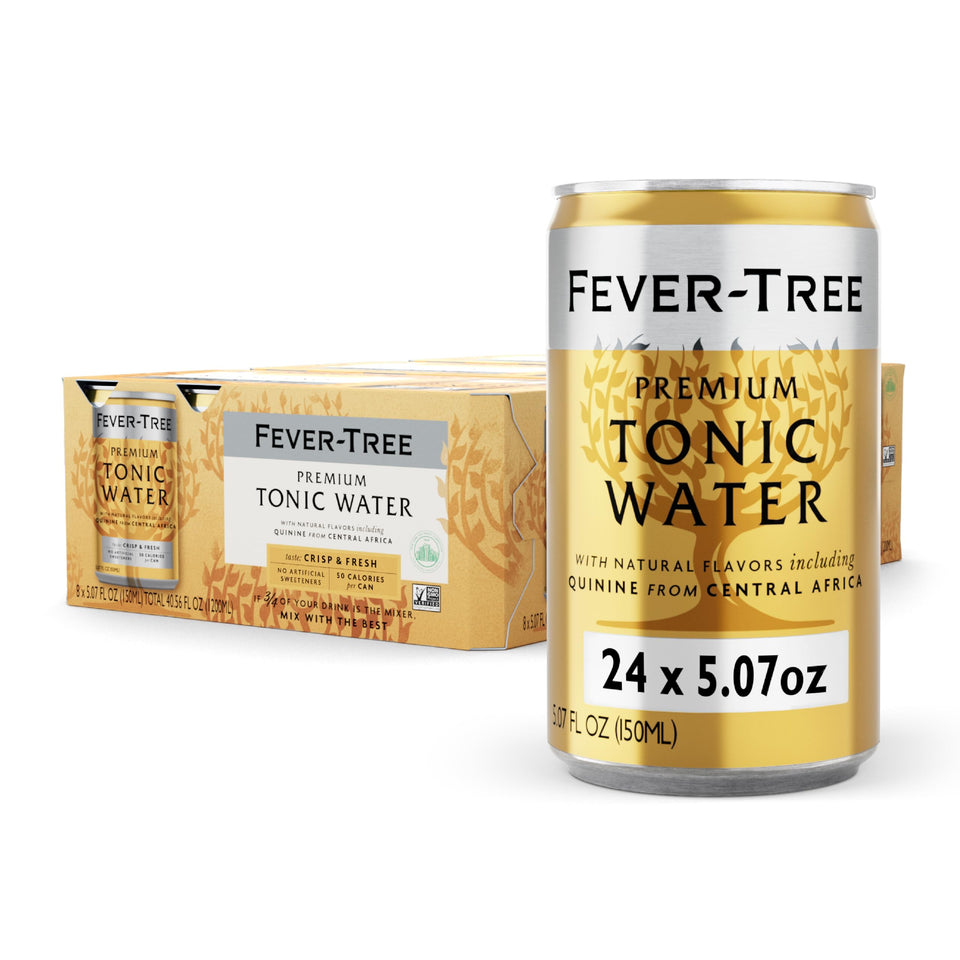 Fever-Tree Tonic Water bottle being poured into a glass for a crisp cocktail