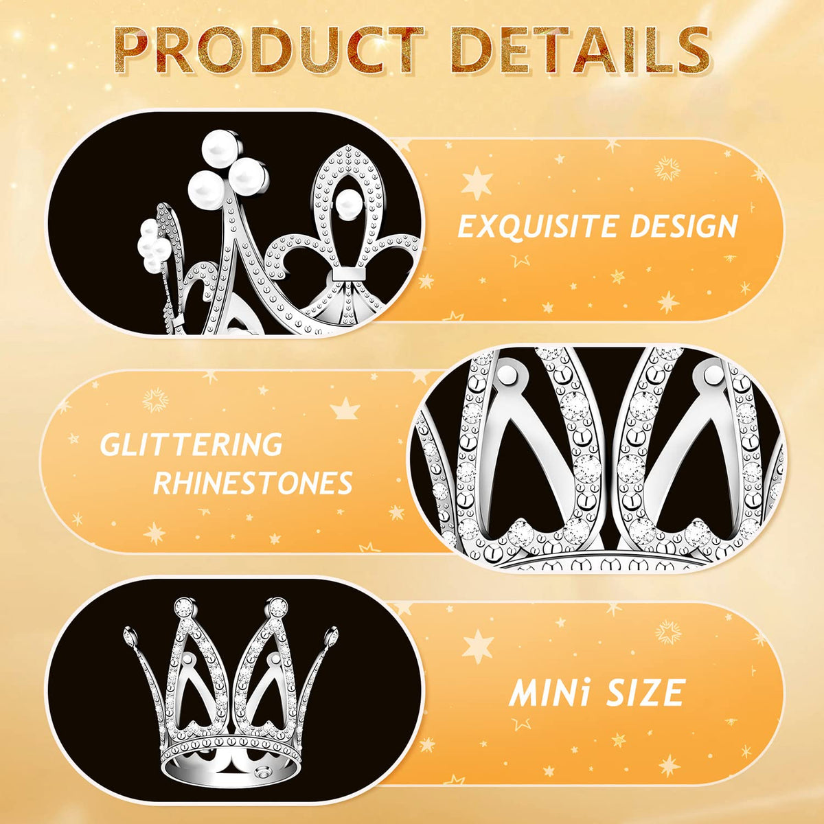 FFNIU silver mini crowns with diamonds elevate birthdays and desserts.
