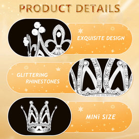 FFNIU silver mini crowns with diamonds elevate birthdays and desserts.