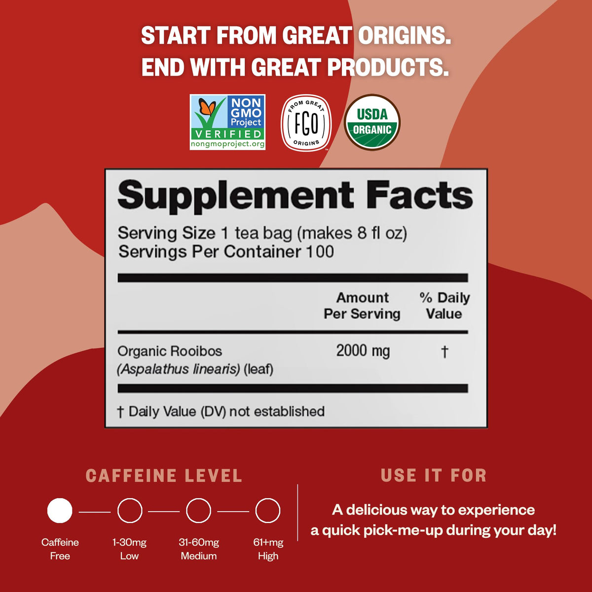 FGO Rooibos tea bag with caffeine-free, soothing brew