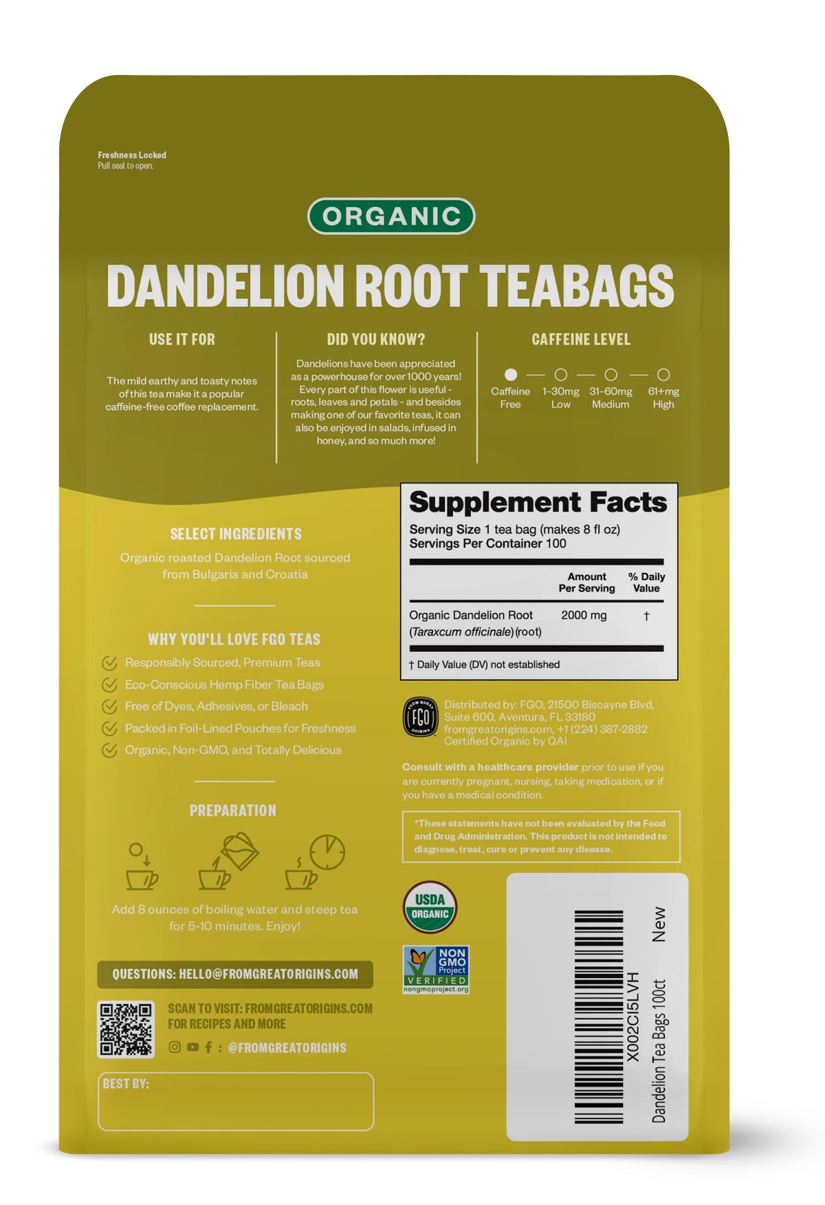 FGO eco-conscious tea bags shown in a clean setup for mindful brewing.