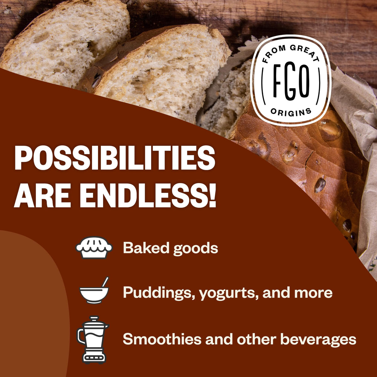 FGO Flaxseed meal in batter for baking, smooth integration and nutty note.