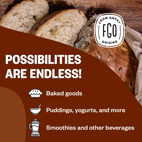 FGO Flaxseed meal in batter for baking, smooth integration and nutty note.