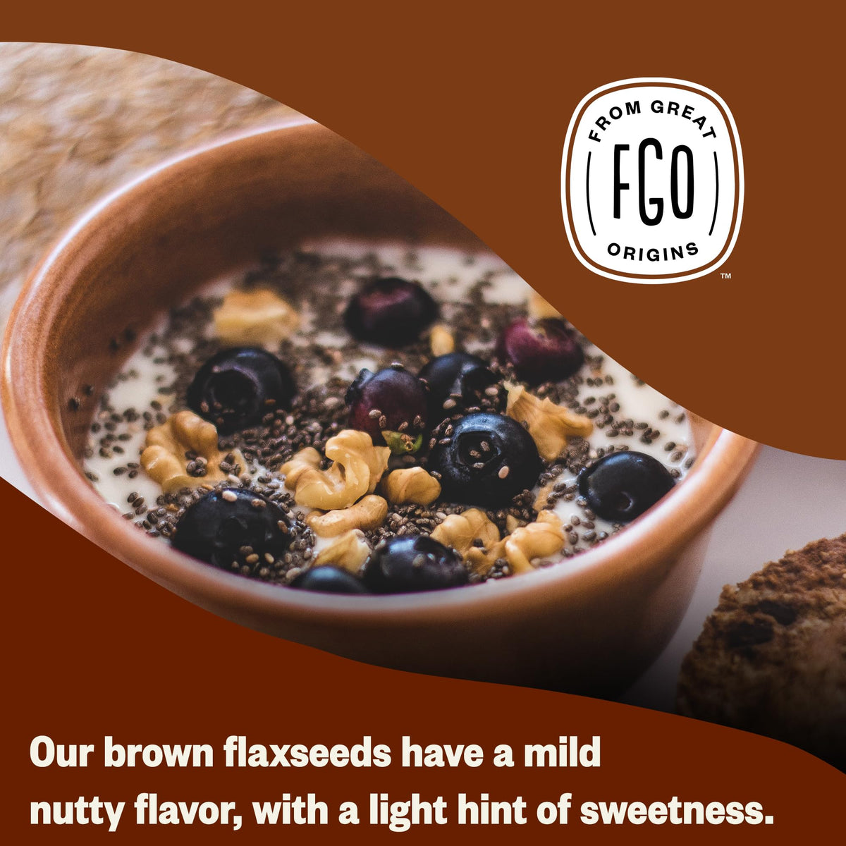 FGO Flaxseed meal being added to a smoothie for texture and flavor.