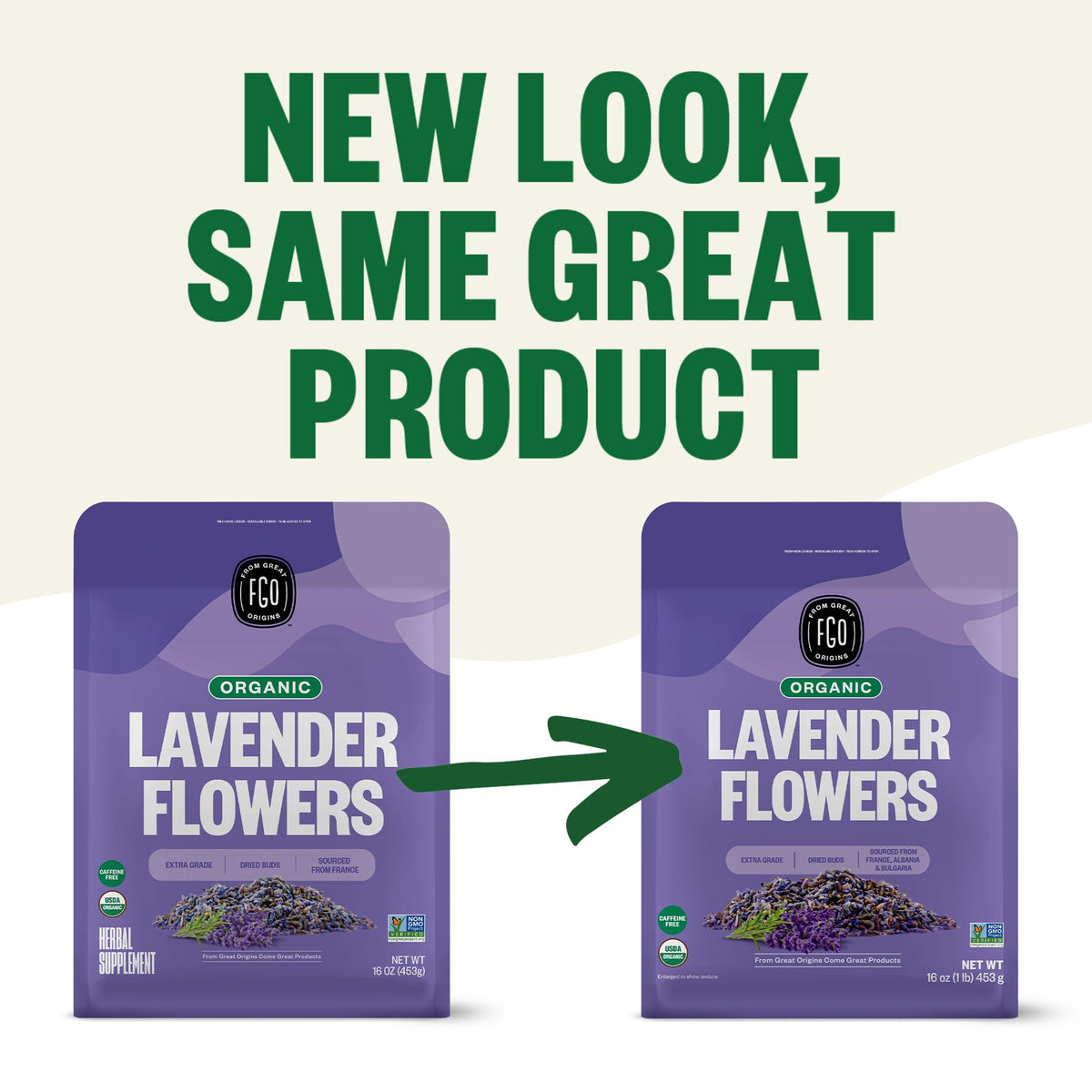 FGO imported lavender from France—floral buds ideal for baking and potpourri.