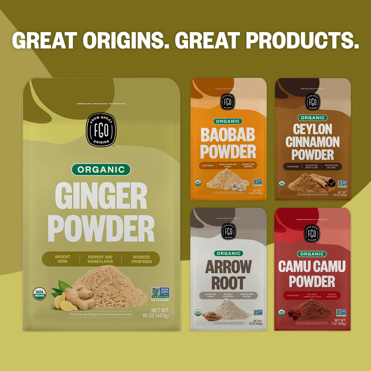 FGO ginger powder being poured into beverage or dish