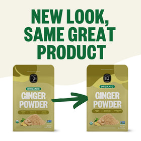 FGO organic seal on the ginger powder label emphasizing certification