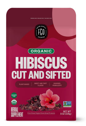 FGO hibiscus flowers in a cut bag ready for blends and color-rich infusions.