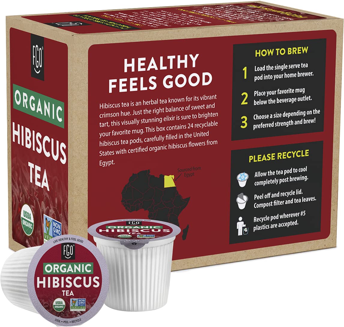 FGO Organic Hibiscus K-Cup pod compatible with Keurig machines for easy brewing