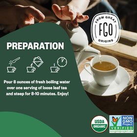 FGO nettle leaf tea, caffeine-free herbal blend for any time.