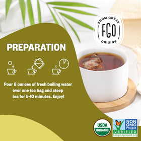 FGO Non-GMO seal on box supporting transparent sourcing.