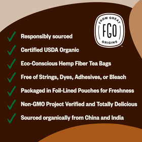 FGO Organic Chai Tea 100-count packaging ready for shelves.