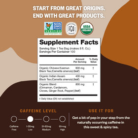 FGO Organic Chai Tea aroma close-up with warm, spiced notes.
