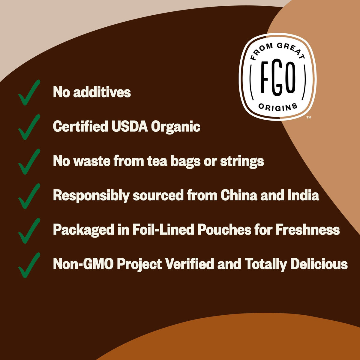 FGO Organic Chai Tea bulk packaging on shelf signals value