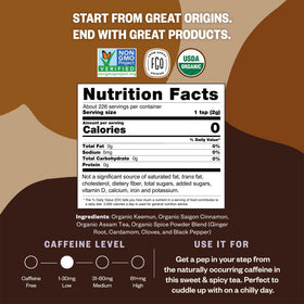 FGO Organic Chai Tea resealable bag front emphasizes freshness and easy storage