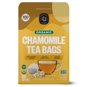 FGO Organic Chamomile tea bags ready to brew for a caffeine-free moment