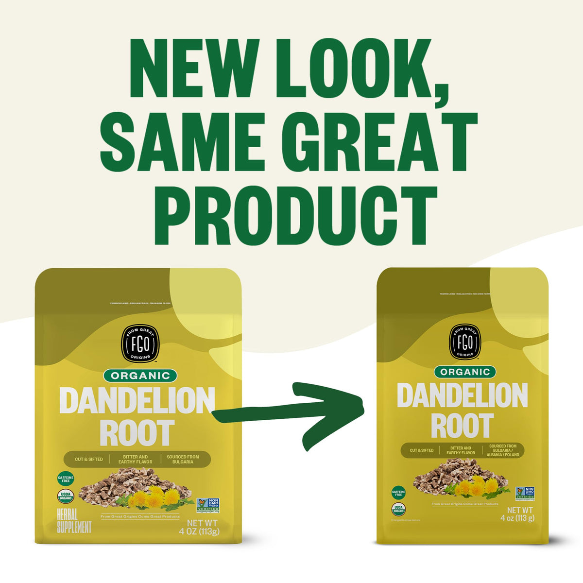 FGO Organic Dandelion Root Bulgarian origin with organic certification